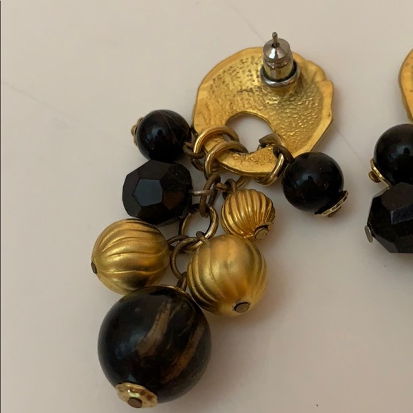 Gold & Black Pierced Earrings - Picture 5 of 7